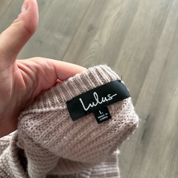 Lulu's Mauve Pink Ribbed V Back Dolman Ribbed Sweater Dress - Picture 5 of 7